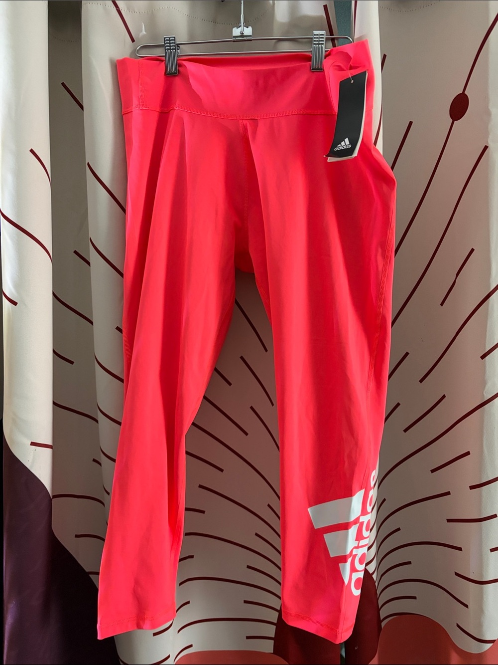 adidas Hot Pink Capri Leggings with White Logo